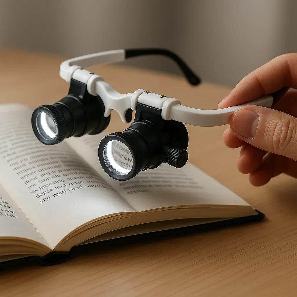Okulary powiększające LED ClariVue - 8x/15x/23x, regulowana jasność - Desfino