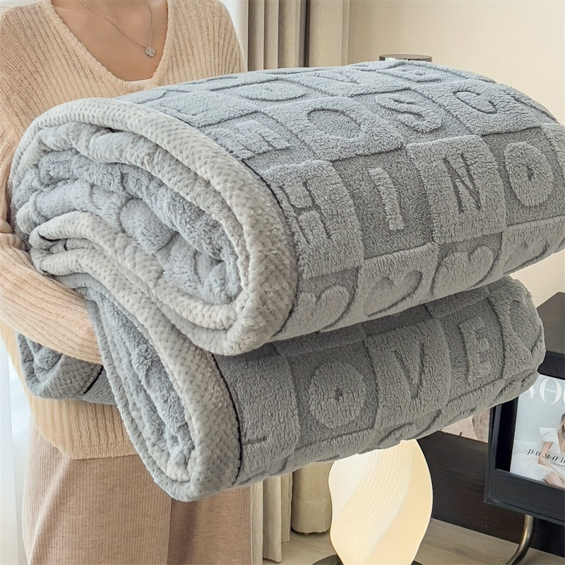 Κουβέρτα fleece SnugLoom — Σχέδιο με καρδιές και γράμματα διπλής όψης - Desfino