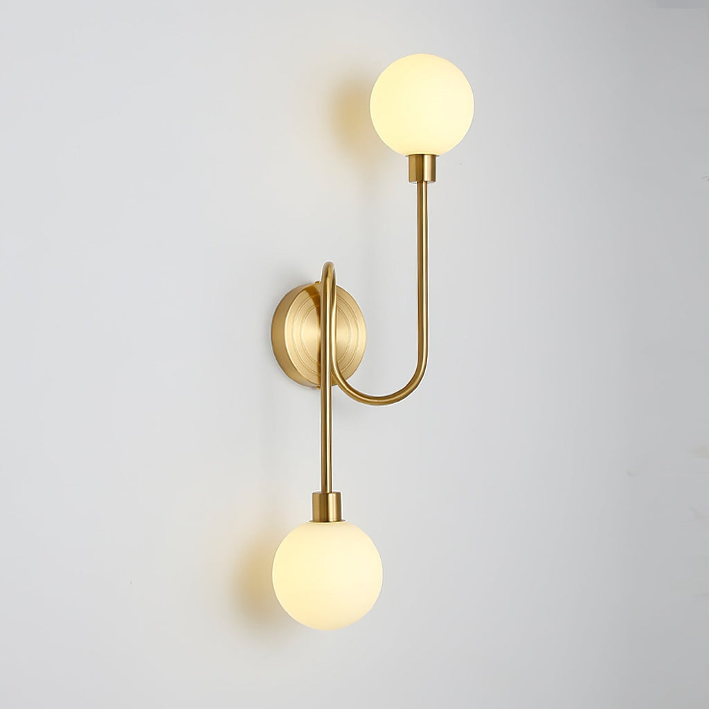 Holten Brass Armed Sconce — Two White Glass Globes