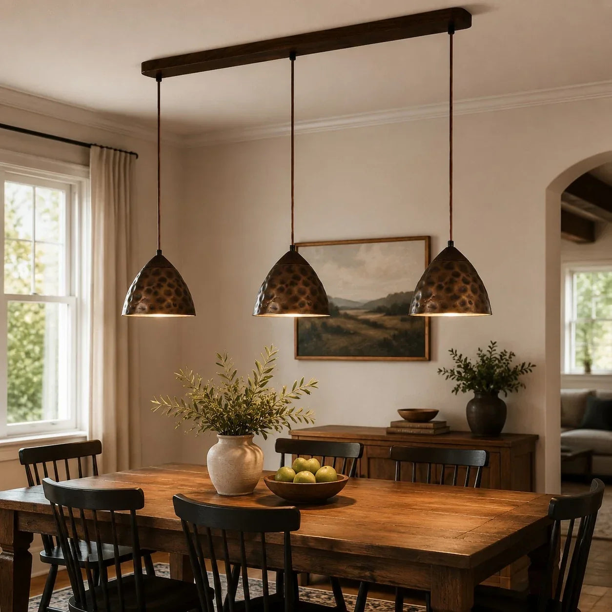 Industrial Hammered Copper Pendant Light