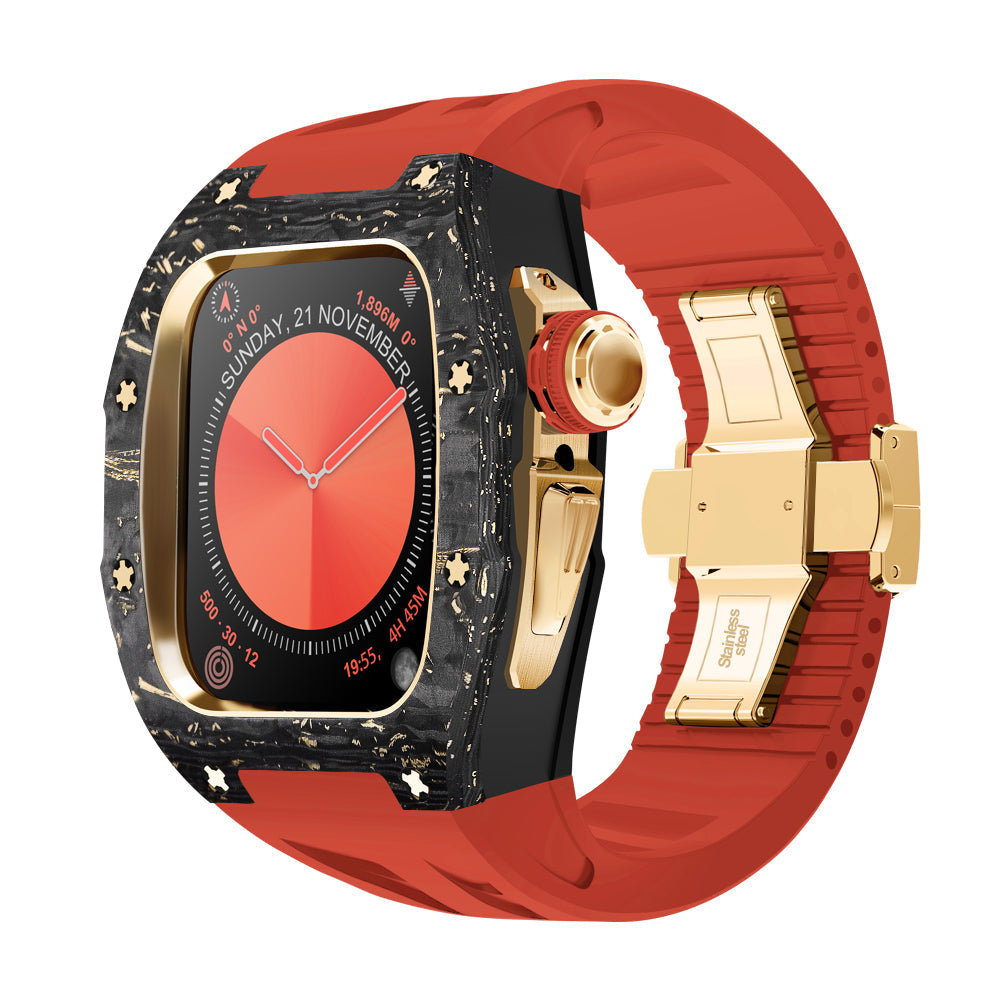 AuroraCarbon S10-retrofitkit voor Apple Watch met titaniumaccenten - Desfino