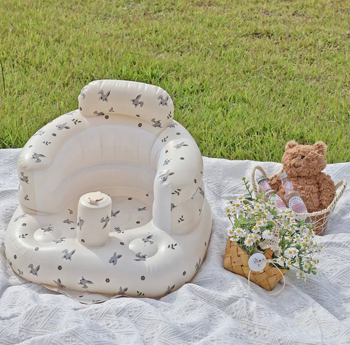 NovaNest Inflatable Baby Chair — Built-In Pump, Curved Backrest - Desfino