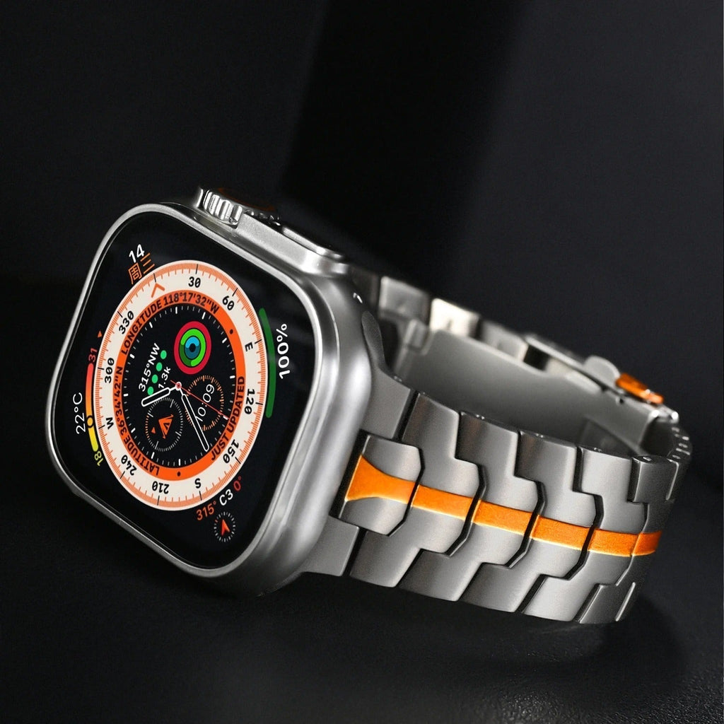 Cinturino in titanio per Apple Watch Veralis — Fibbia ipoallergenica - Desfino