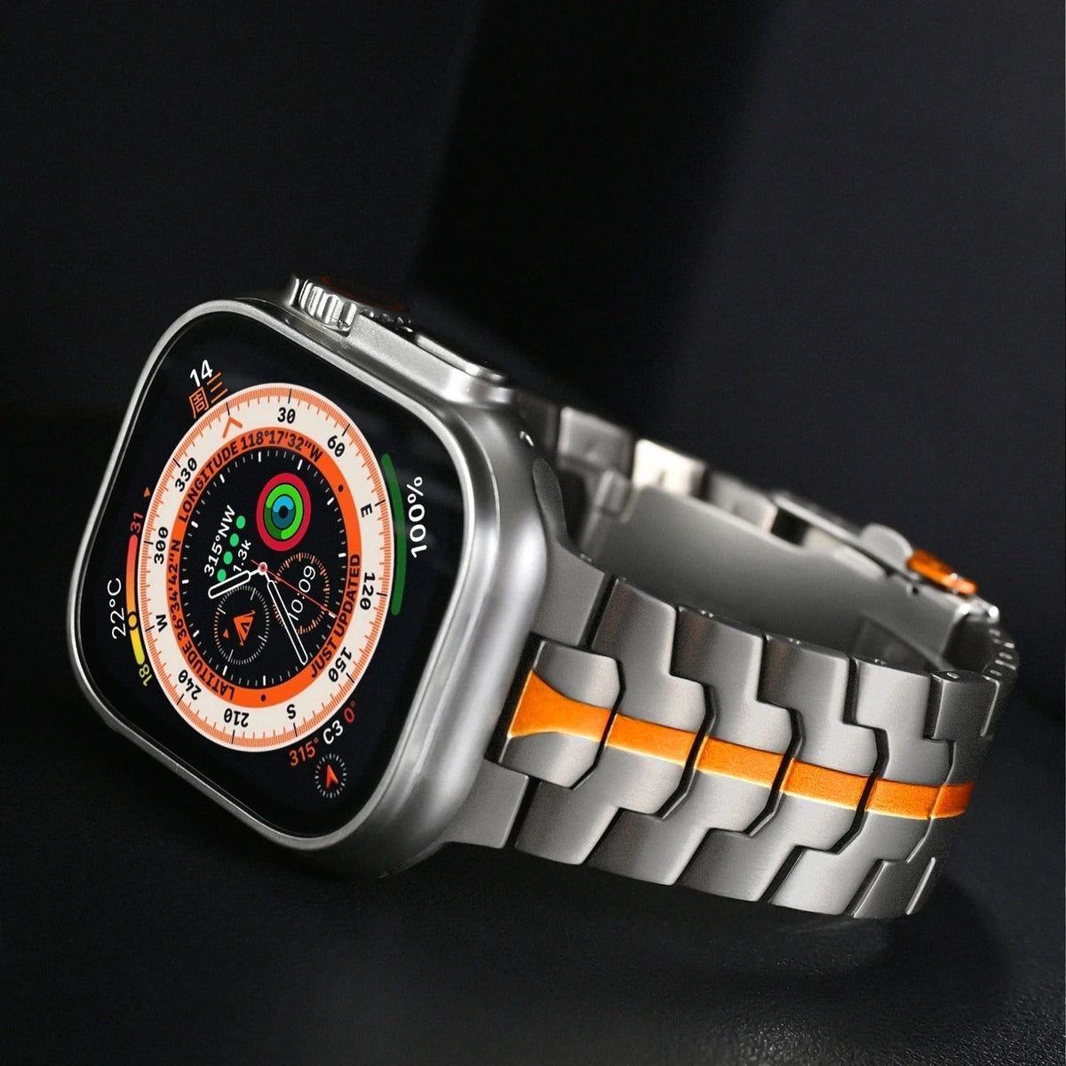 Cinturino in titanio per Apple Watch Veralis — Fibbia ipoallergenica - Desfino