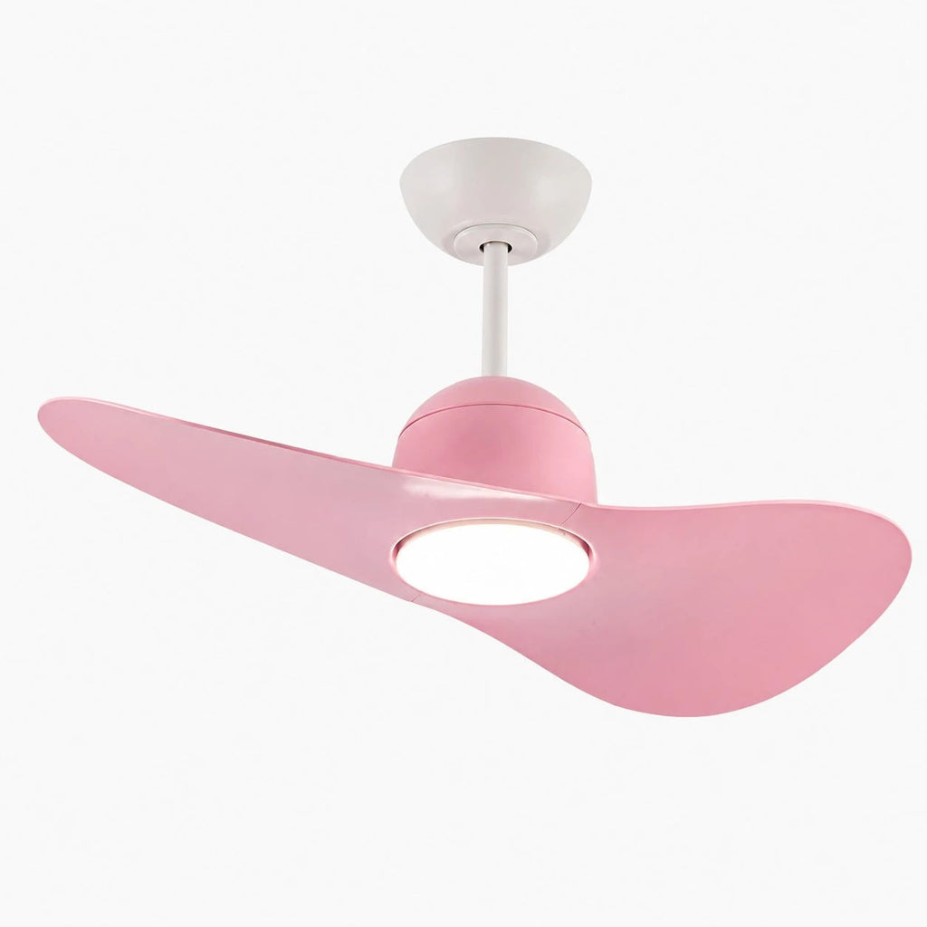 Deckenventilator mit hutähnlicher Leuchte und zwei Flügeln, integrierter LED-Diffusor