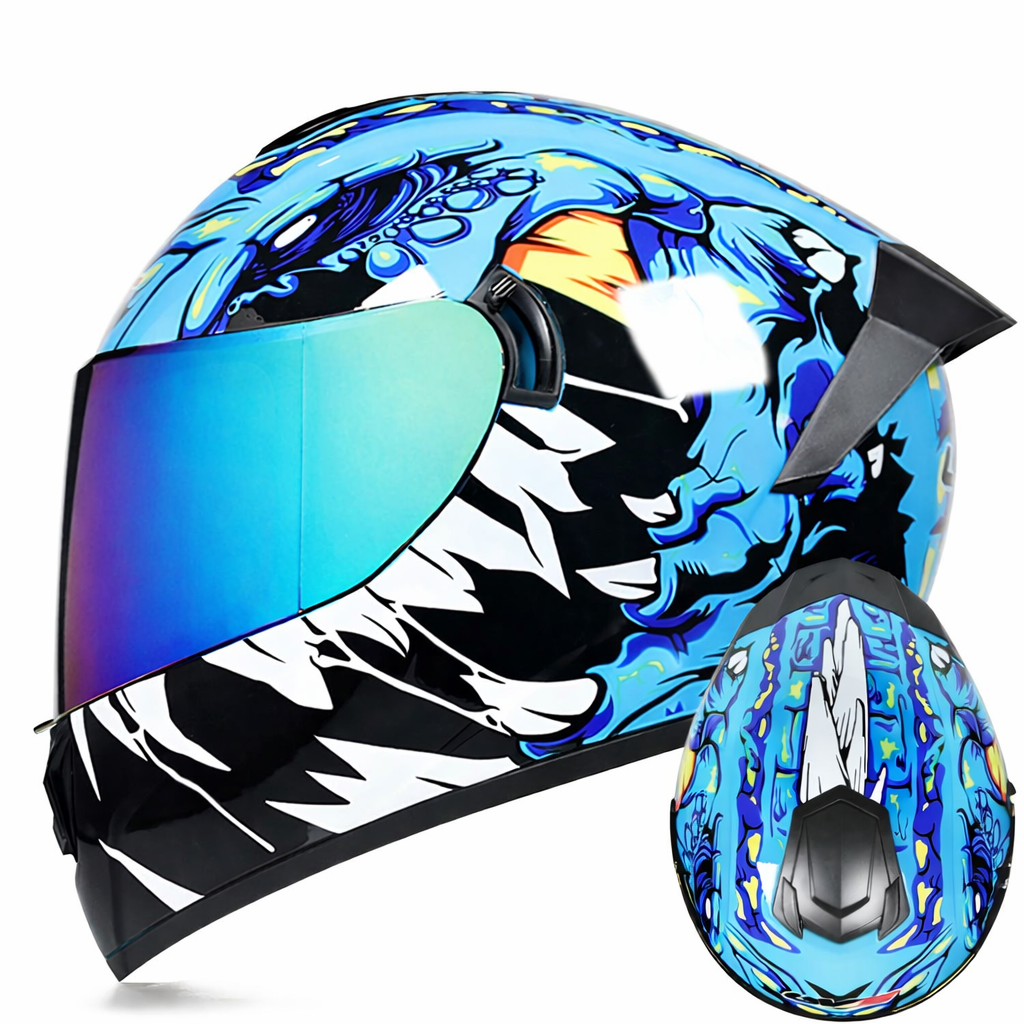 Casque de moto intégral LVS-701 — chaleur hivernale, double visière - Desfino