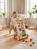 Wooden Baby Push Walker — Colorful Educational Activity Panel