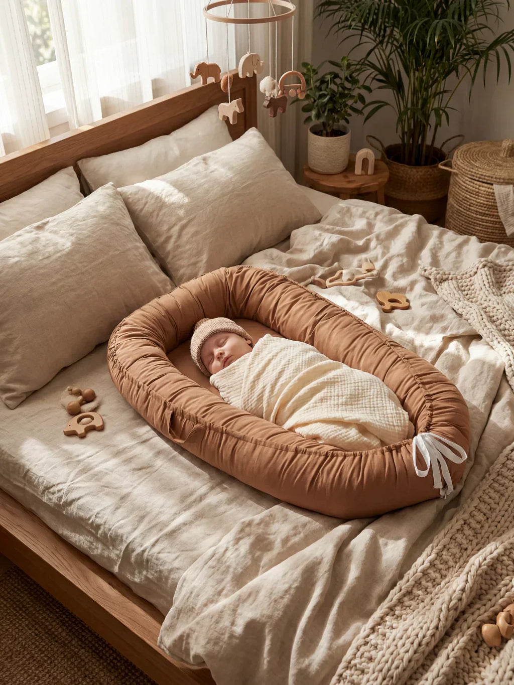 Soft Cotton Baby Sleep Nest — Cozy Contoured Design