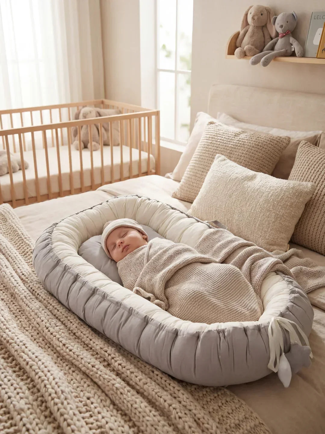 Babynest — Atmungsaktive Baumwolle & gepolsterte Seitenwände