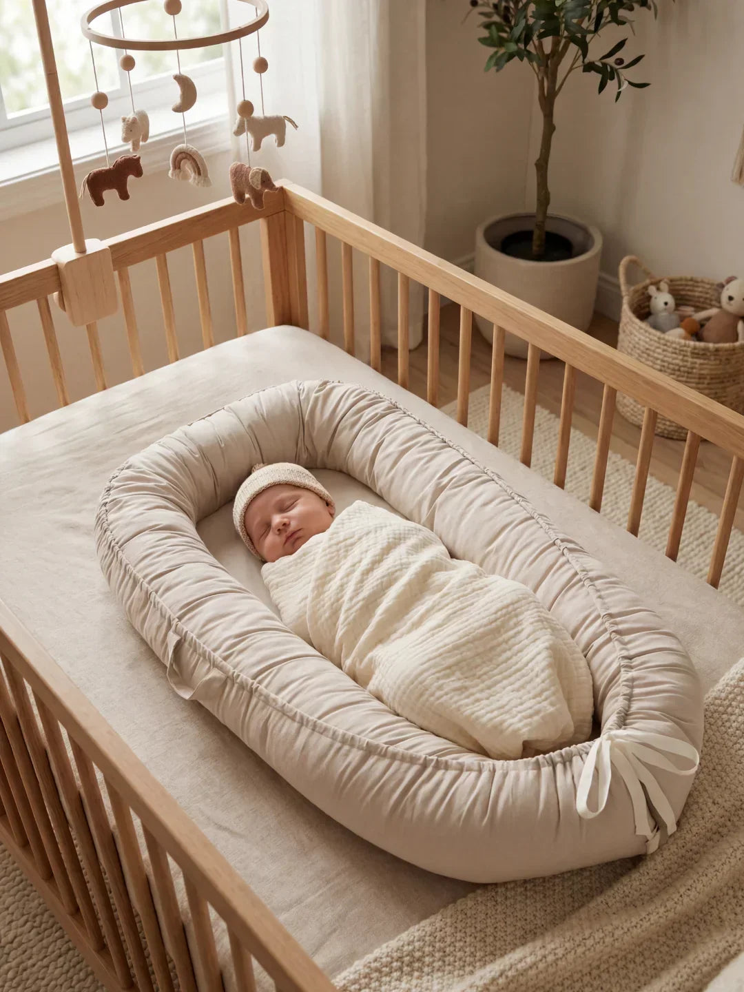 Soft Cotton Baby Sleep Nest — Cozy Contoured Design