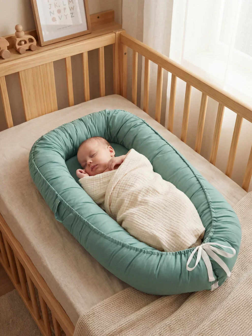 Soft Cotton Baby Sleep Nest — Cozy Contoured Design
