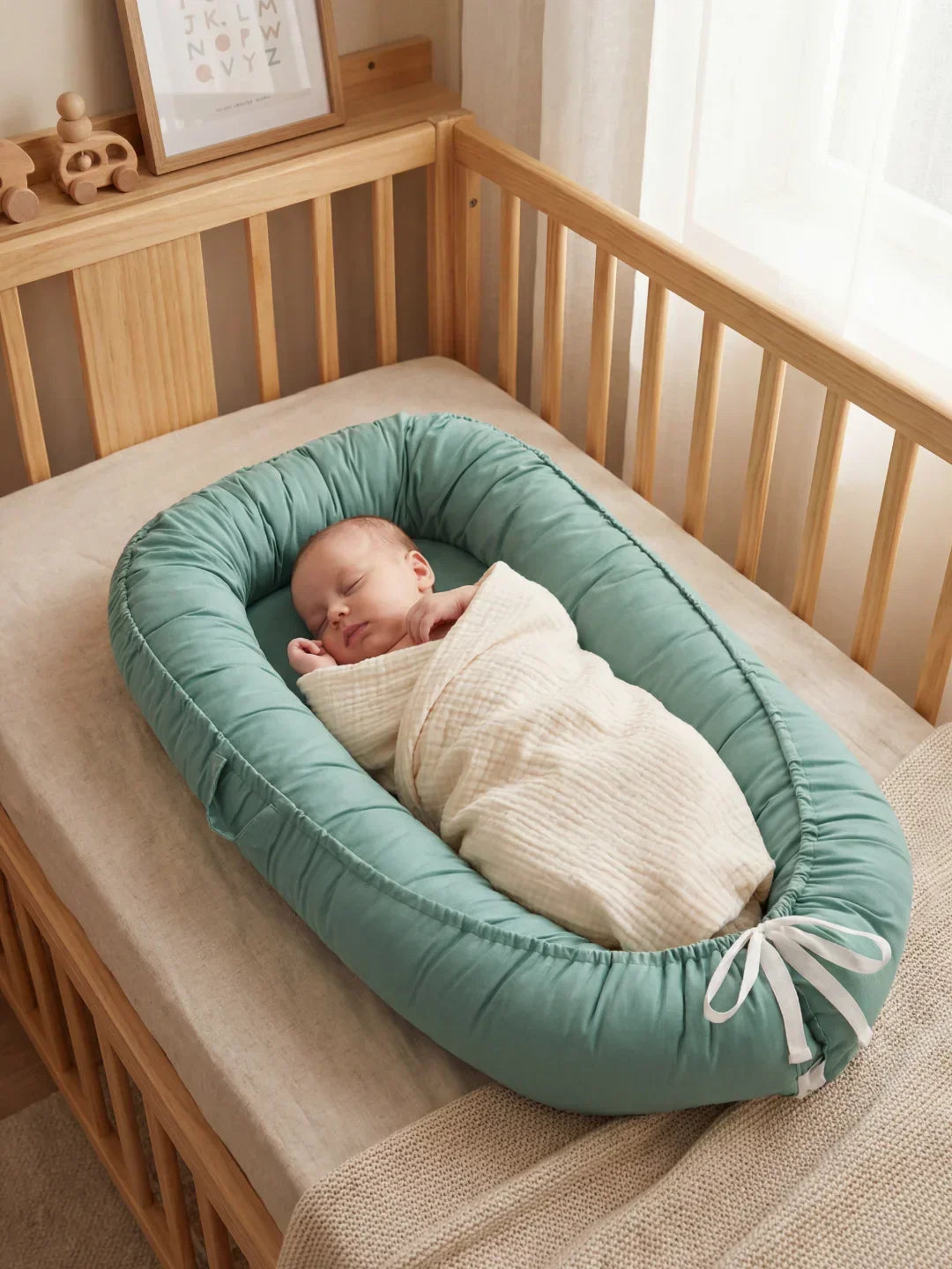 Soft Cotton Baby Sleep Nest — Cozy Contoured Design
