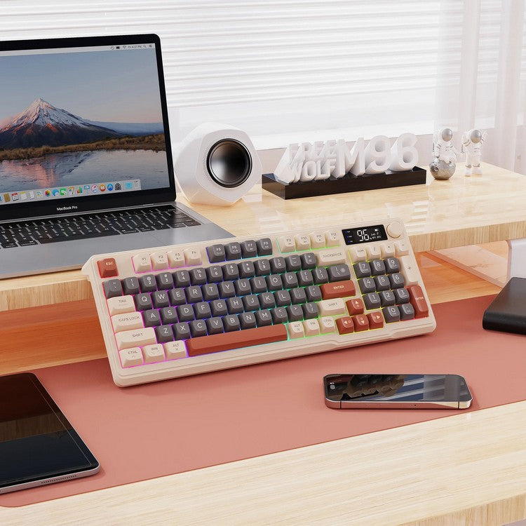 Zephyr tyst mekaniskt Bluetooth-gamingtangentbord med display - Desfino
