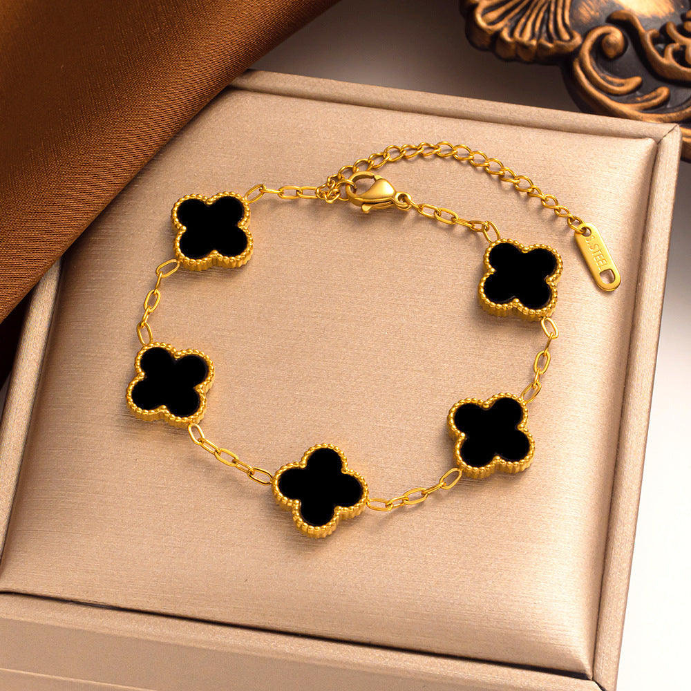SylvaClove Clover Bracelet — Four Delicate Floral Charms - Desfino