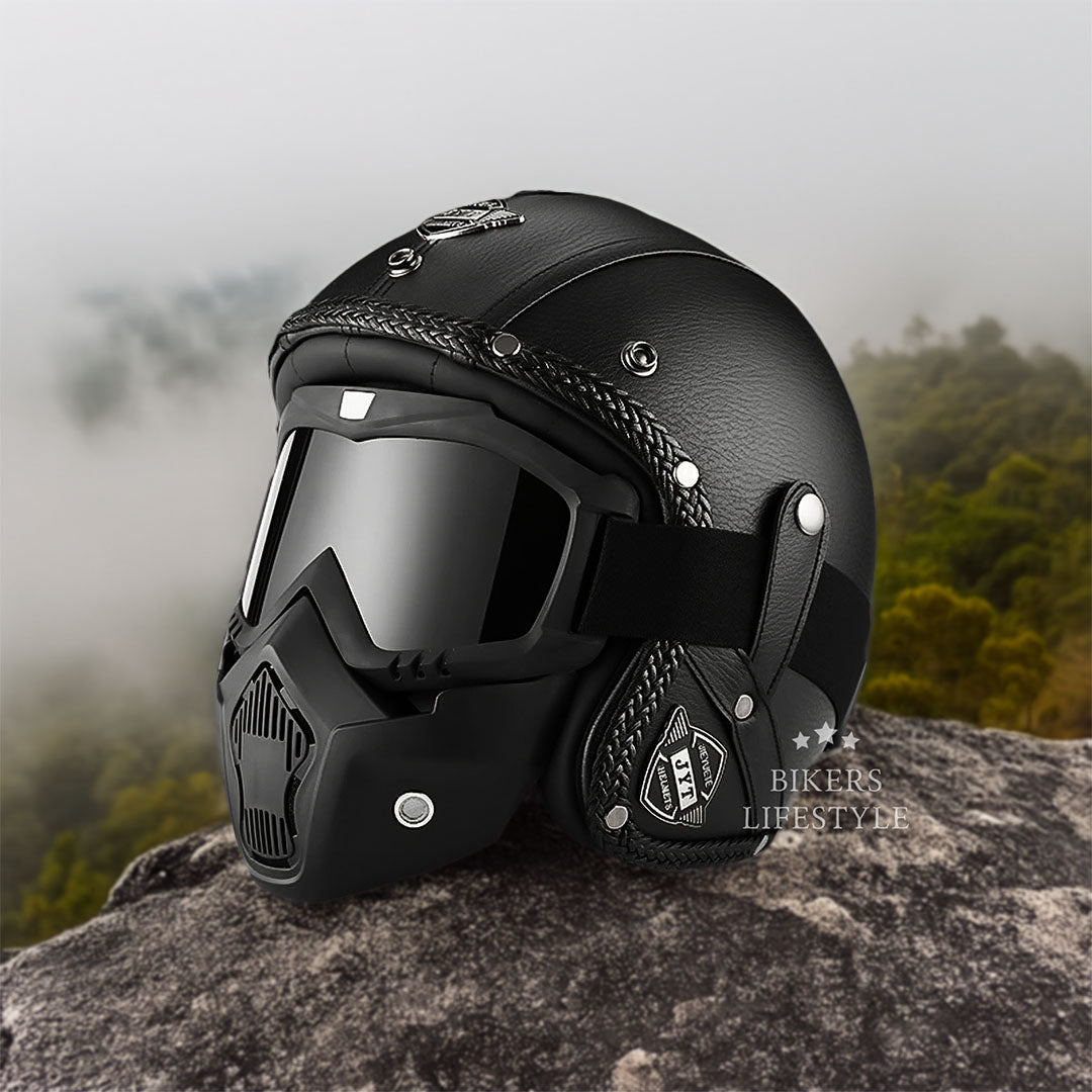 Casque de moto rétro jet 3/4 MotoJet — DOT & ECE certifié - Desfino