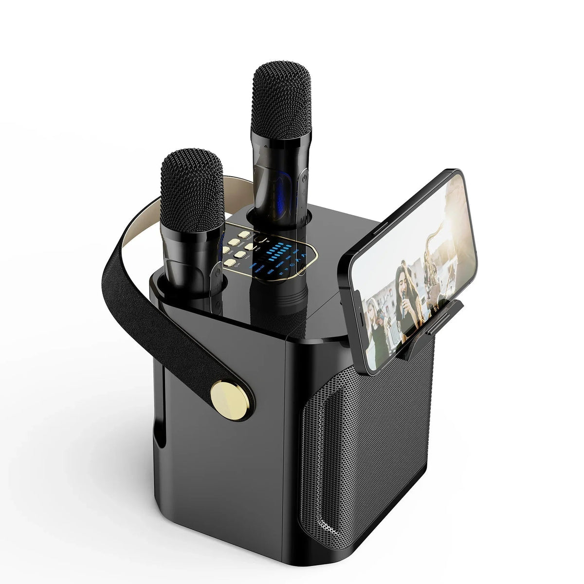 Tragbarer wiederaufladbarer Bluetooth-Karaoke-Lautsprecher — 100W, zwei Mikrofone - Desfino