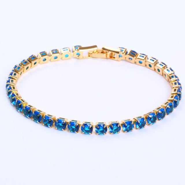 AstraLuxe Chain Tennis Bracelet — Geometric Link Pattern, Zirconia Accents
