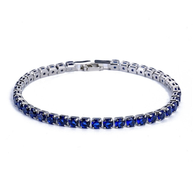 AstraLuxe Chain Tennis Bracelet — Geometric Link Pattern, Zirconia Accents