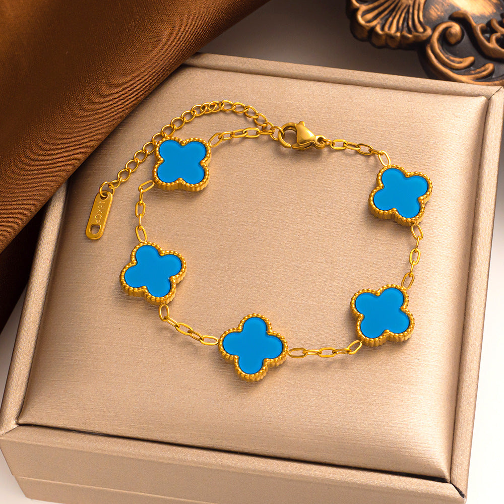 SylvaClove Clover Bracelet — Four Delicate Floral Charms - Desfino