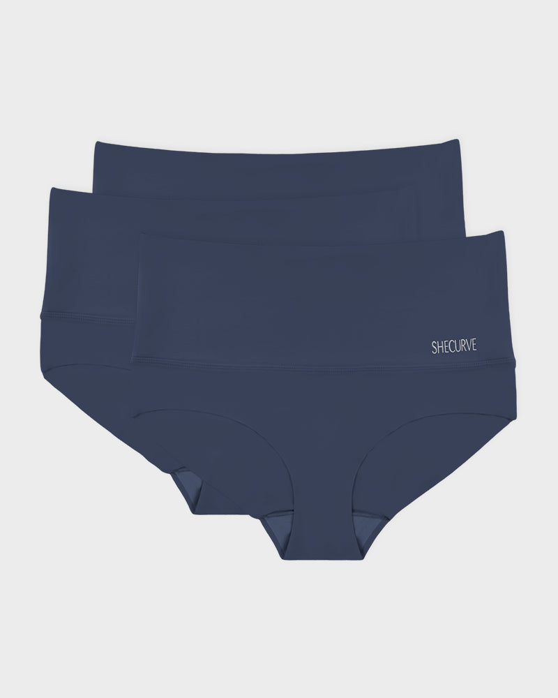 Pachet Desfino de 3 chiloți cu talie înaltă pentru femei, cu efect de control al abdomenului