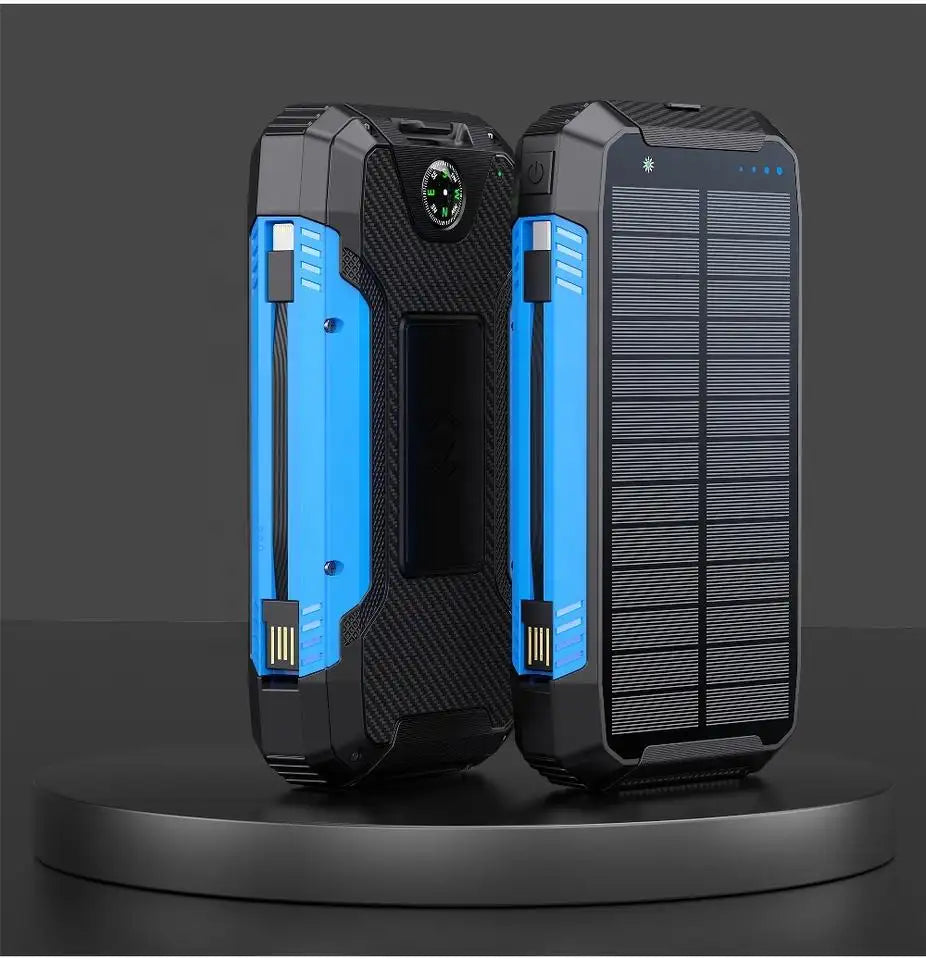 Power bank solare EclipseVolt da 30.000mAh — impermeabile, 2 porte USB, pad Qi da 5W