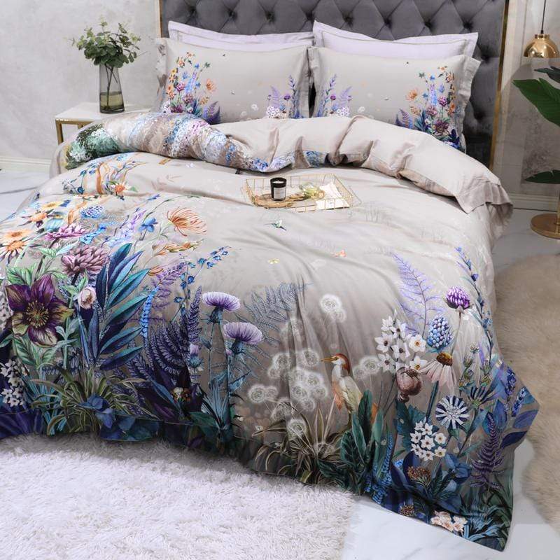 Set di biancheria da letto in cotone egiziano Aurelia — 600 fili, stampa floreale