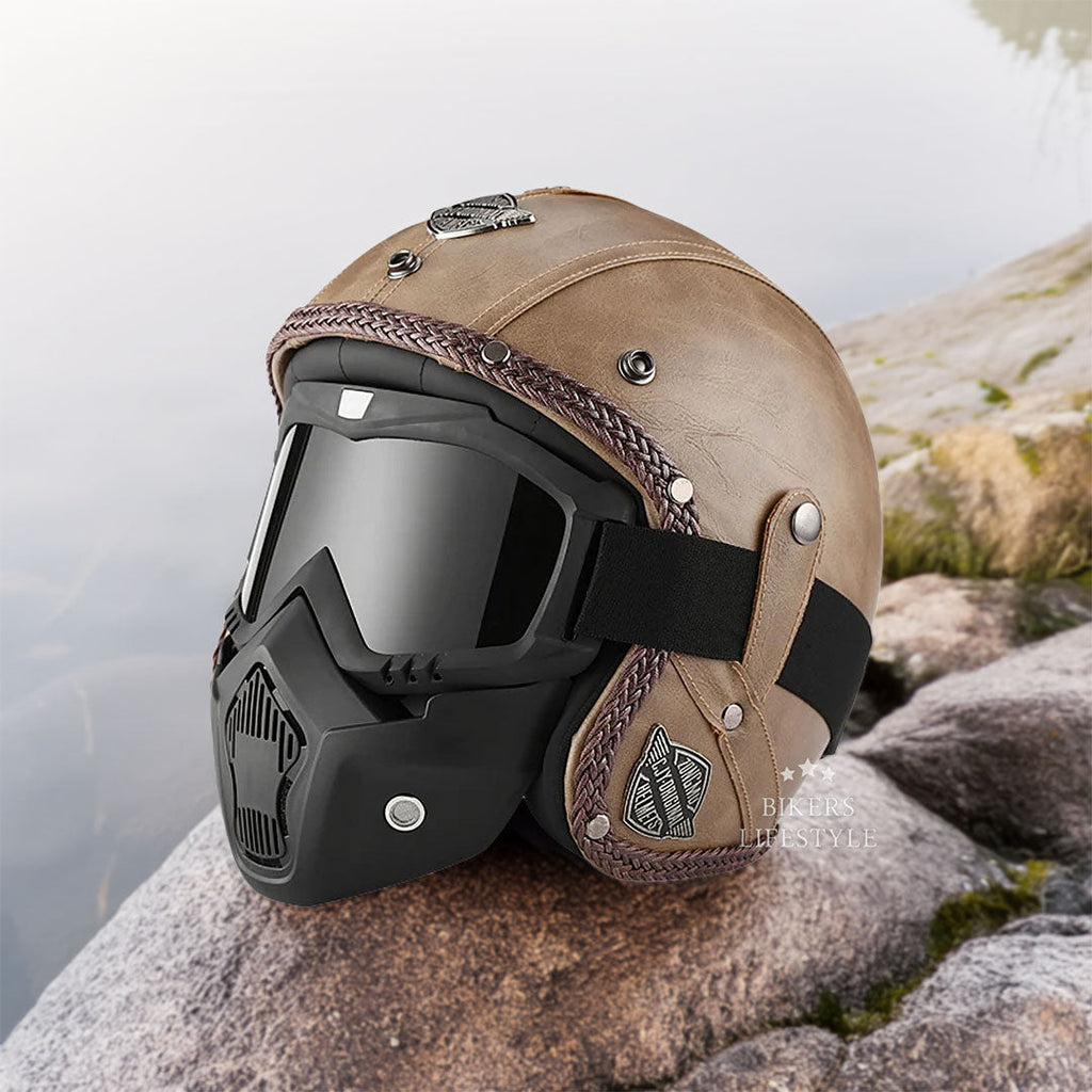 Casque de moto rétro jet 3/4 MotoJet — DOT & ECE certifié - Desfino