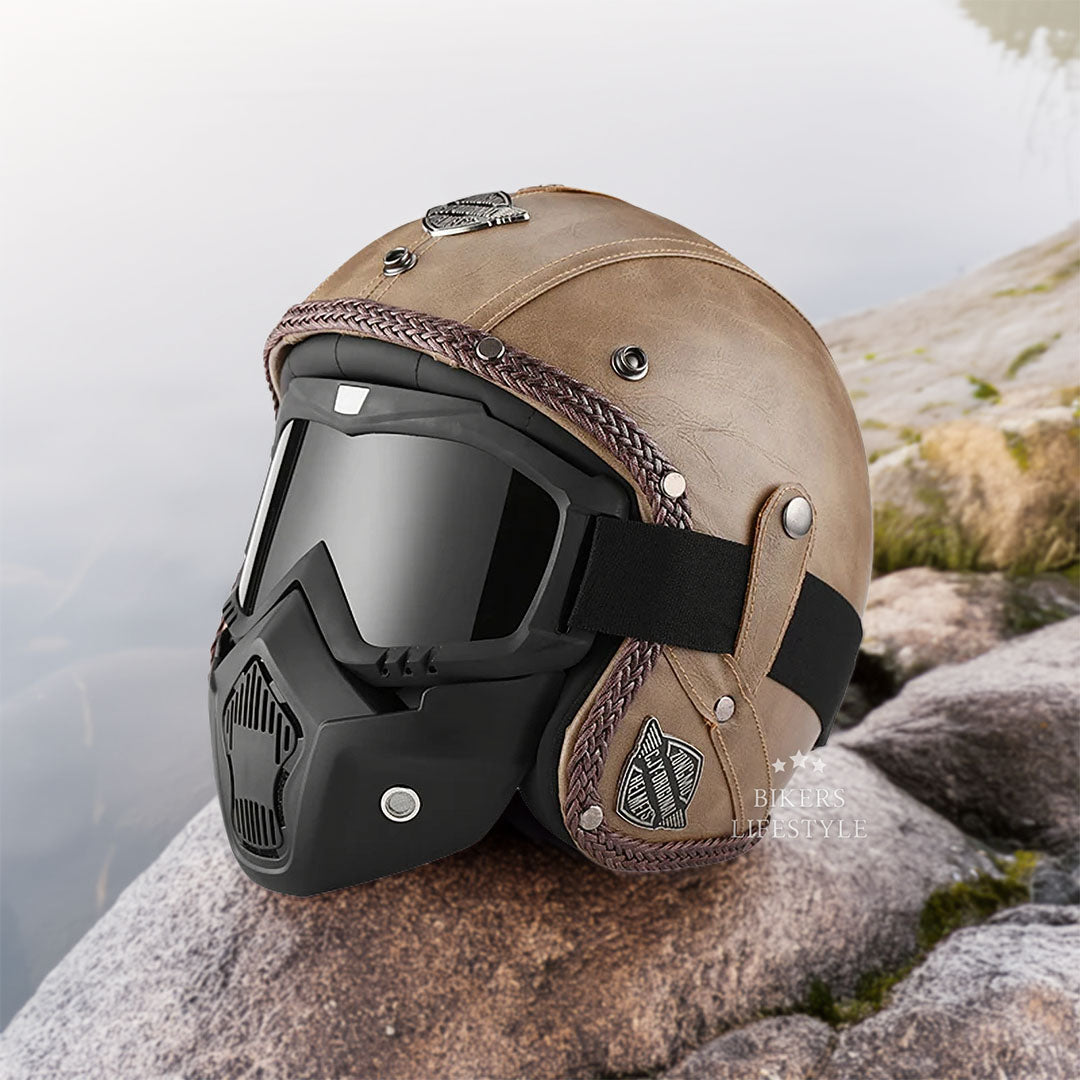 Casque de moto rétro jet 3/4 MotoJet — DOT & ECE certifié - Desfino