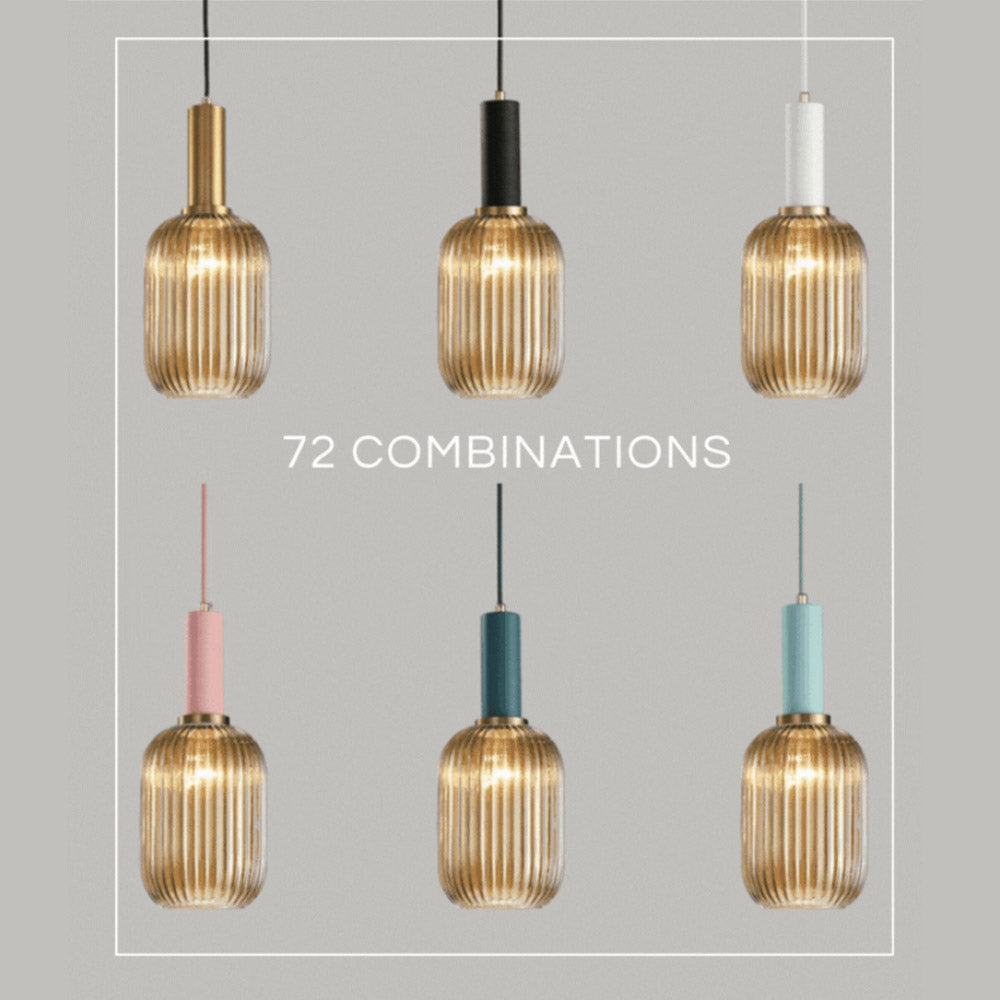 Nordisk pendellampe i rillet glass — moderne varm-hvitt lys - Desfino