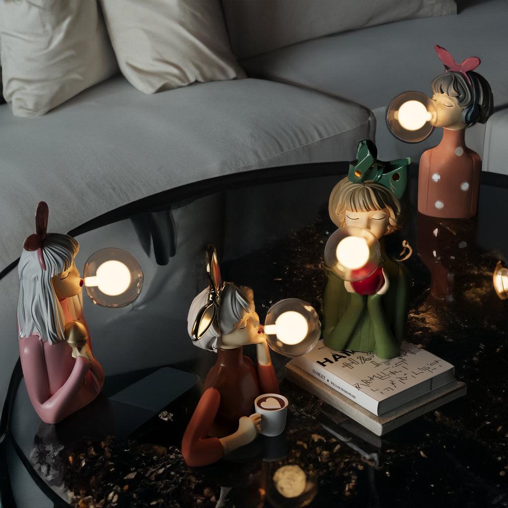 LumaSprite tegneseriefigur som natlampe med bobler — lampe med blødt lys - Desfino