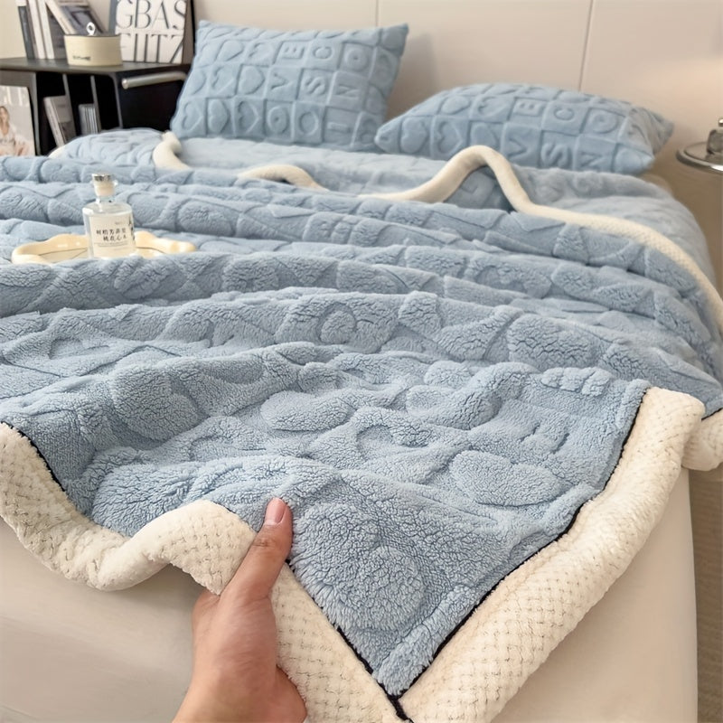 Κουβέρτα fleece SnugLoom — Σχέδιο με καρδιές και γράμματα διπλής όψης - Desfino