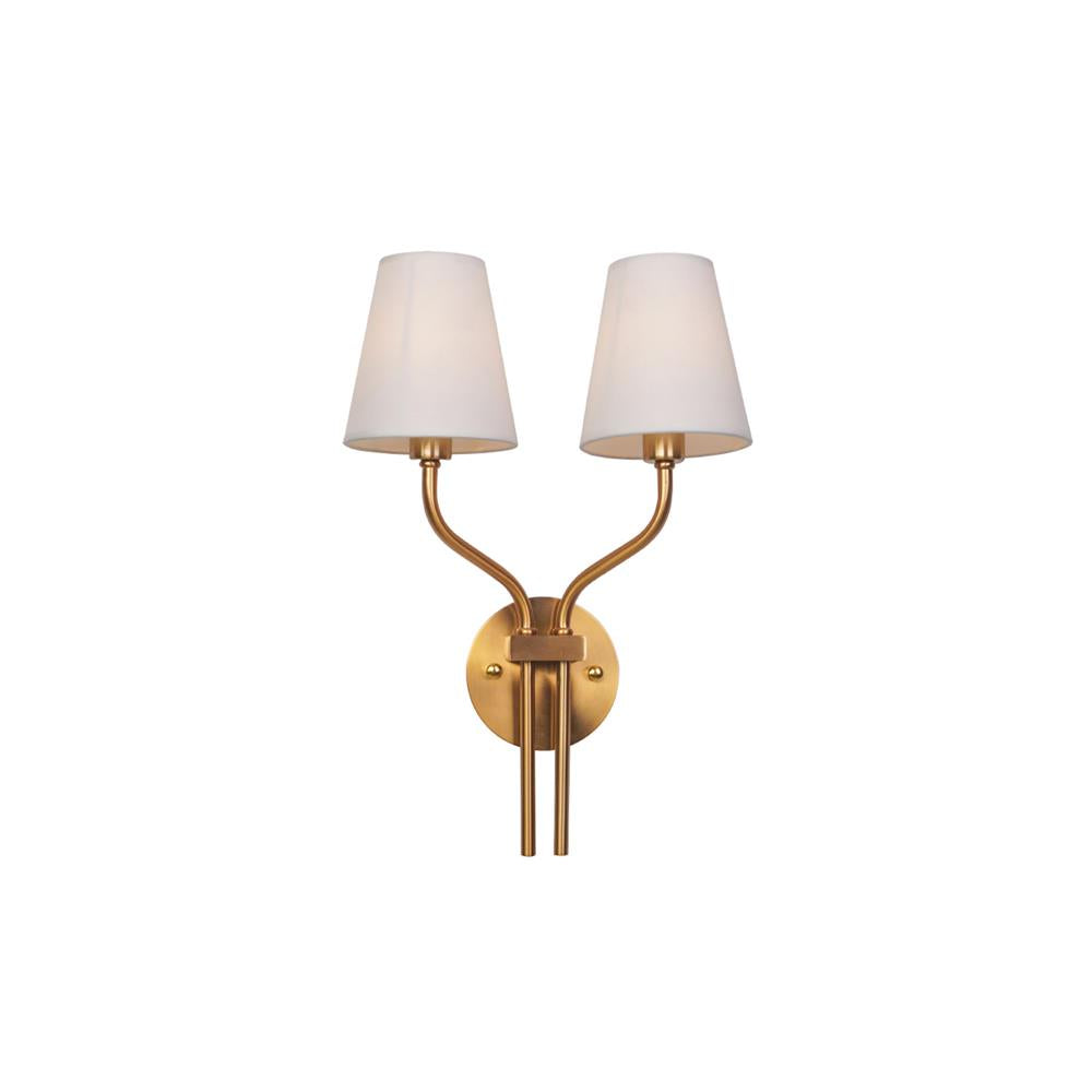 Nástěnná lampa inspirovaná hotely, pozlacená — dvojitá hlava, dvousvětelný design