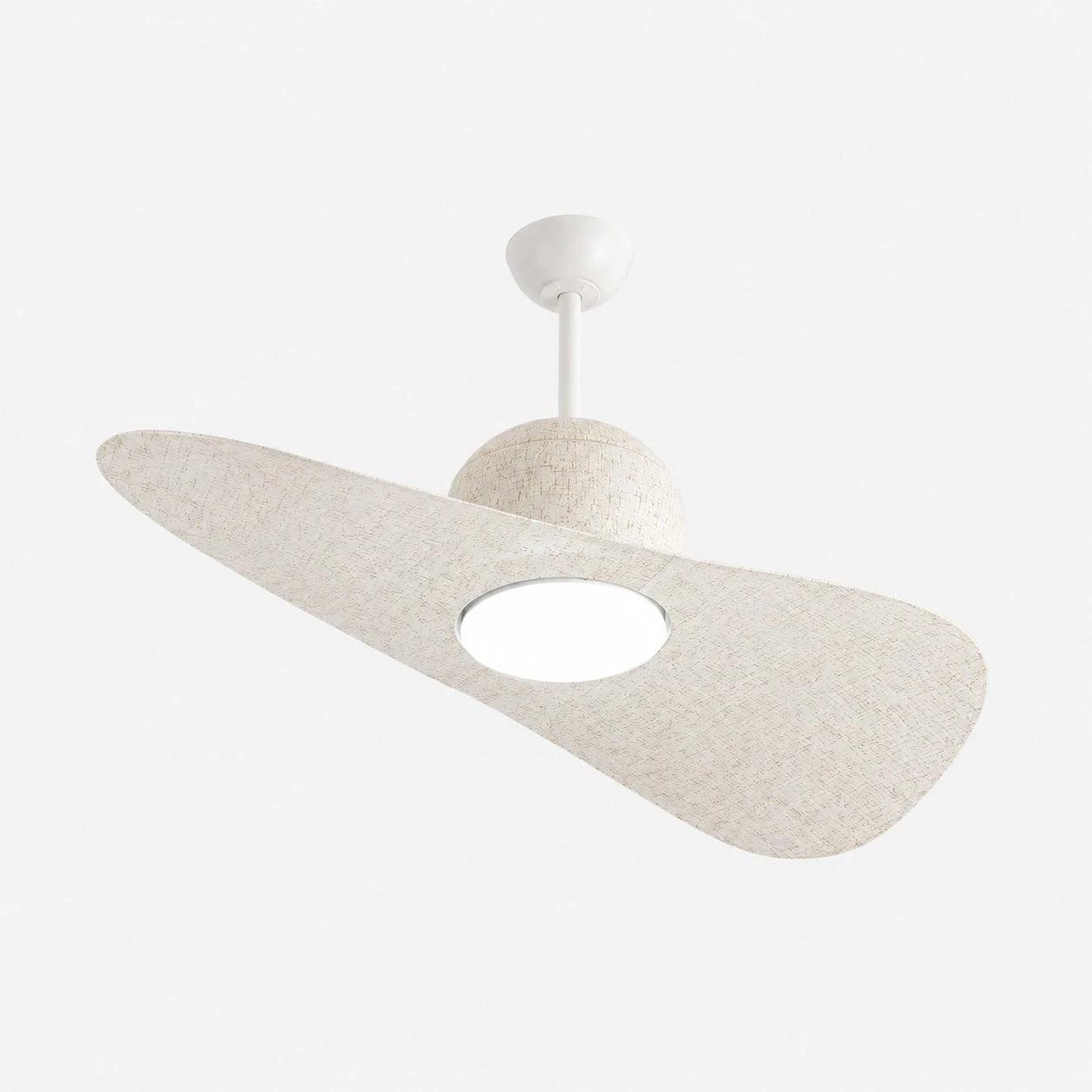 Deckenventilator mit hutähnlicher Leuchte und zwei Flügeln, integrierter LED-Diffusor
