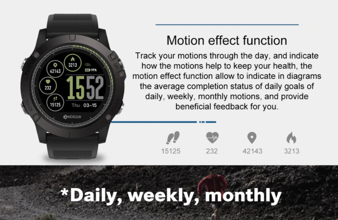 Montre connectée tactique RidgeTech — Résistante à l’eau et à la poussière, activité et fréquence cardiaque - Desfino