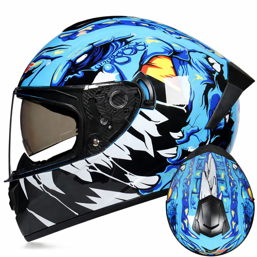 Casque de moto intégral LVS-701 — chaleur hivernale, double visière - Desfino