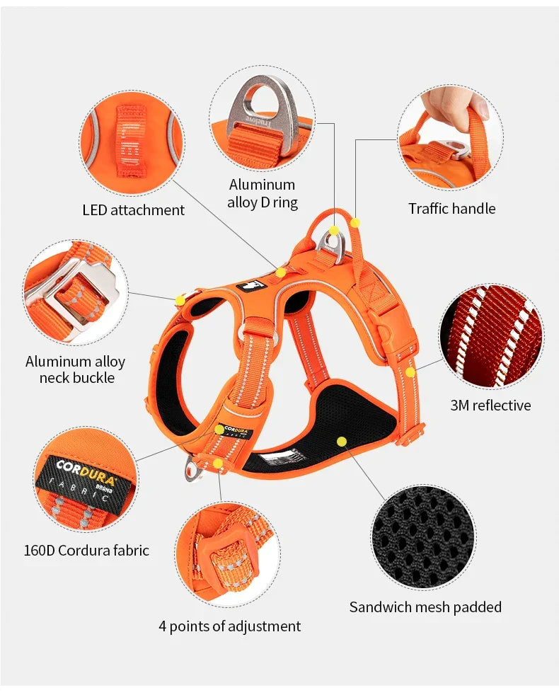Harnais pour chien anti-traction en nylon réfléchissant AstraPaw — réglable, 2–50 kg - Desfino