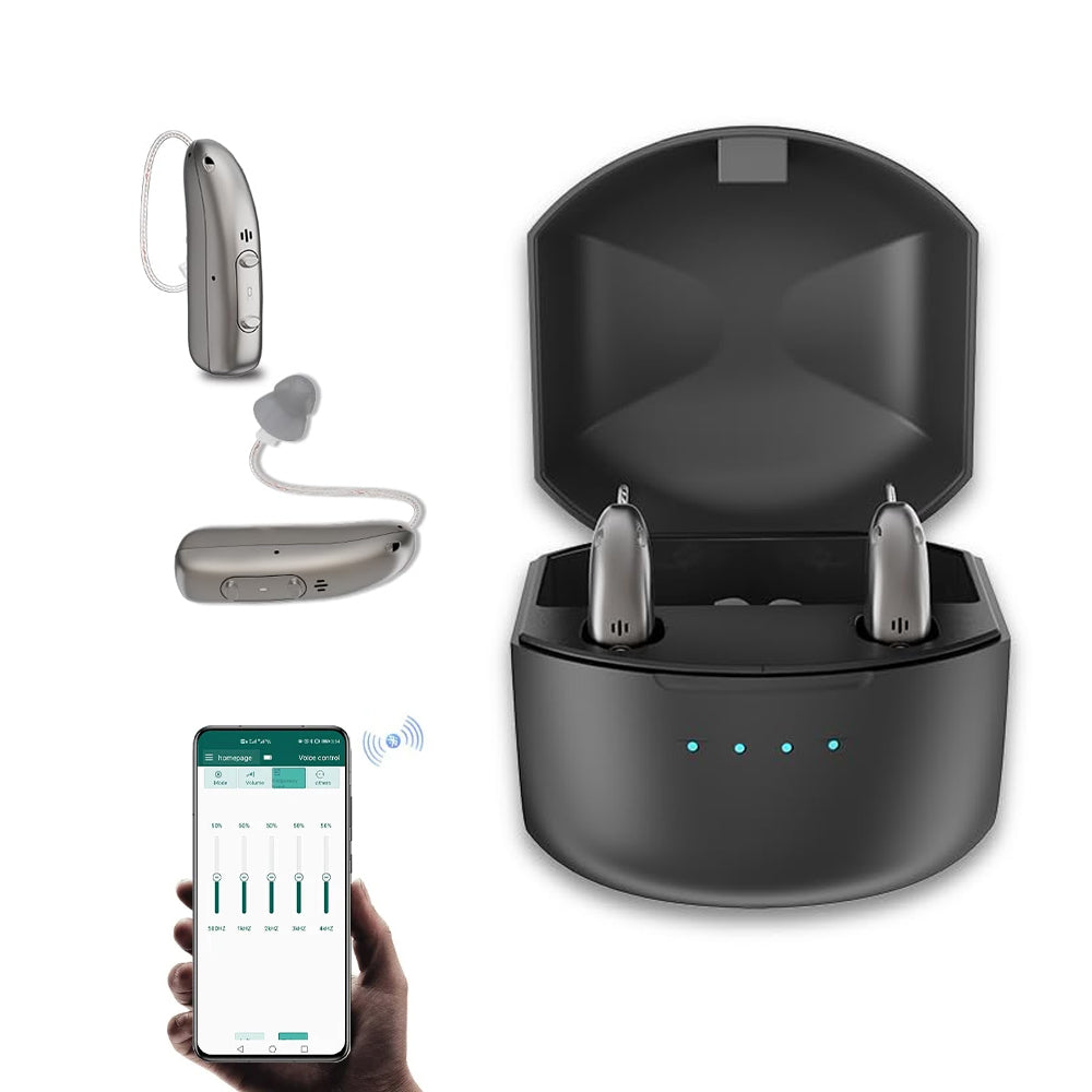 VeraHear Pro wiederaufladbare Bluetooth-Hörgeräte — App, 4 Programme - Desfino