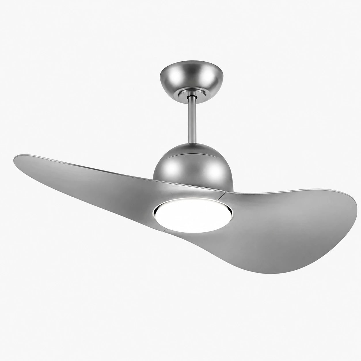 Deckenventilator mit hutähnlicher Leuchte und zwei Flügeln, integrierter LED-Diffusor