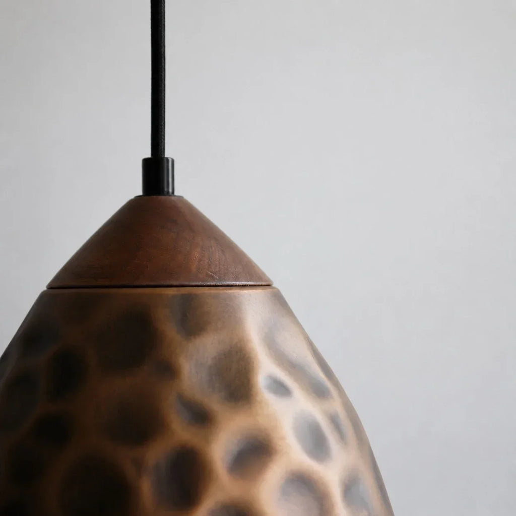 Industrial Hammered Copper Pendant Light