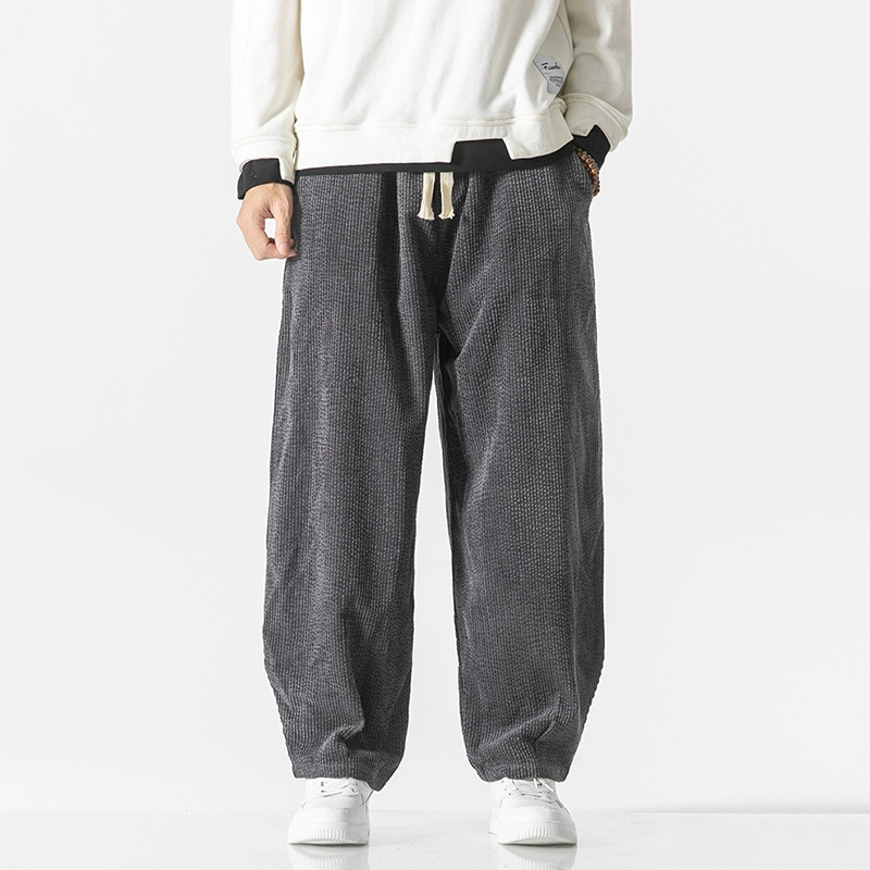 Pantaloni in velluto a coste dal taglio morbido — Vita con coulisse regolabile, polsini elasticizzati - Desfino