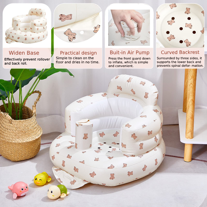 NovaNest Inflatable Baby Chair — Built-In Pump, Curved Backrest - Desfino