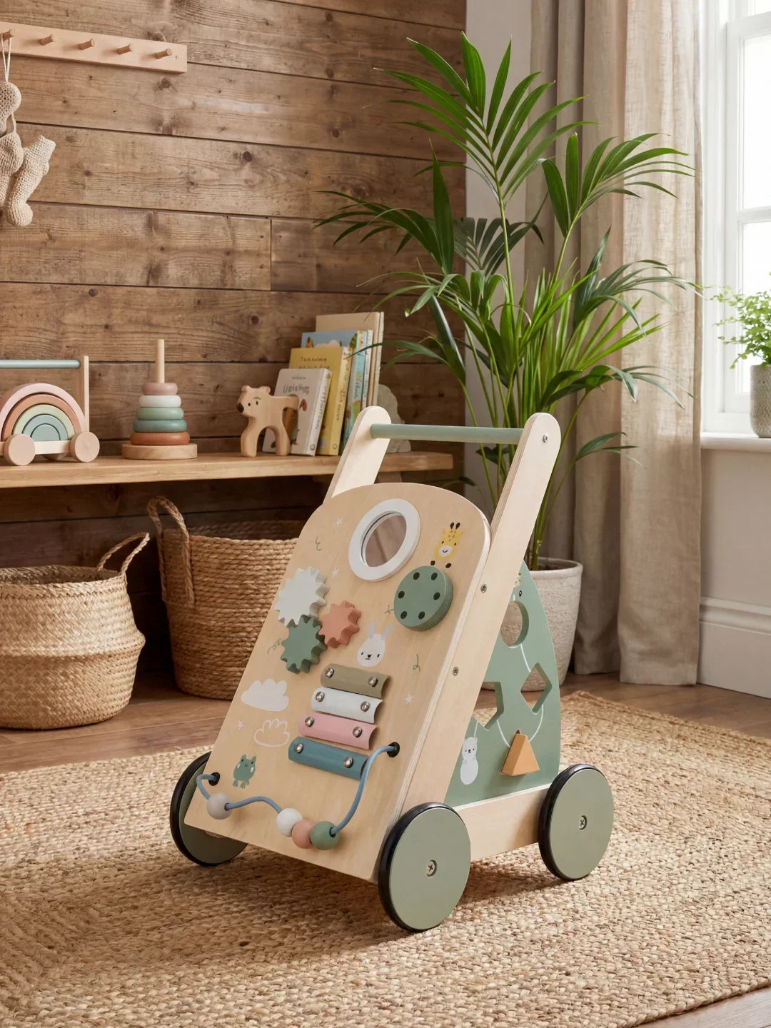 Compact Wooden Baby Walker — Minimalist Nordic Styling
