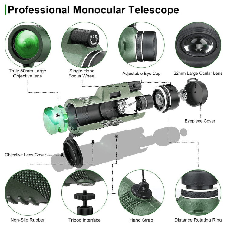 Kompaktowy monokular Arden — 600x HD, ultra zbliżenie, poniżej 200 g - Desfino