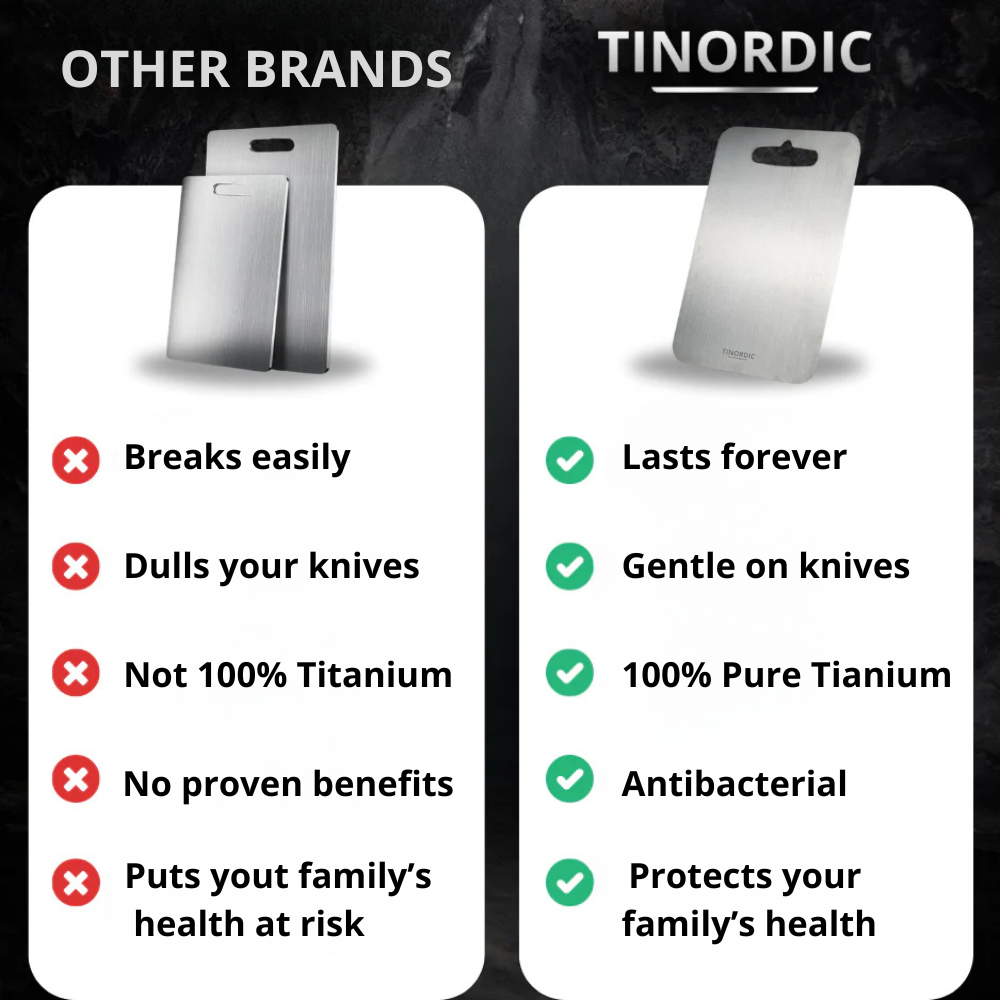 Schneidebrett aus 100 % reinem Titan – antibakteriell, geruchsresistent - Desfino