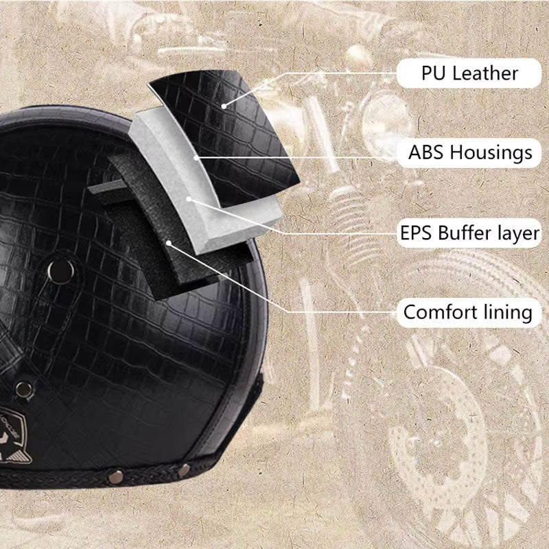 Casque de moto rétro jet 3/4 MotoJet — DOT & ECE certifié - Desfino