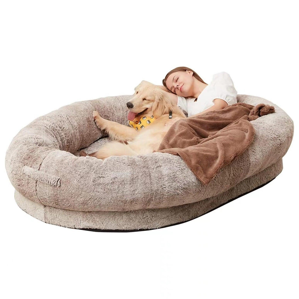 PawMingle Duo Lounge Bed — Shared Dog and Human Snuggle Bed - Desfino