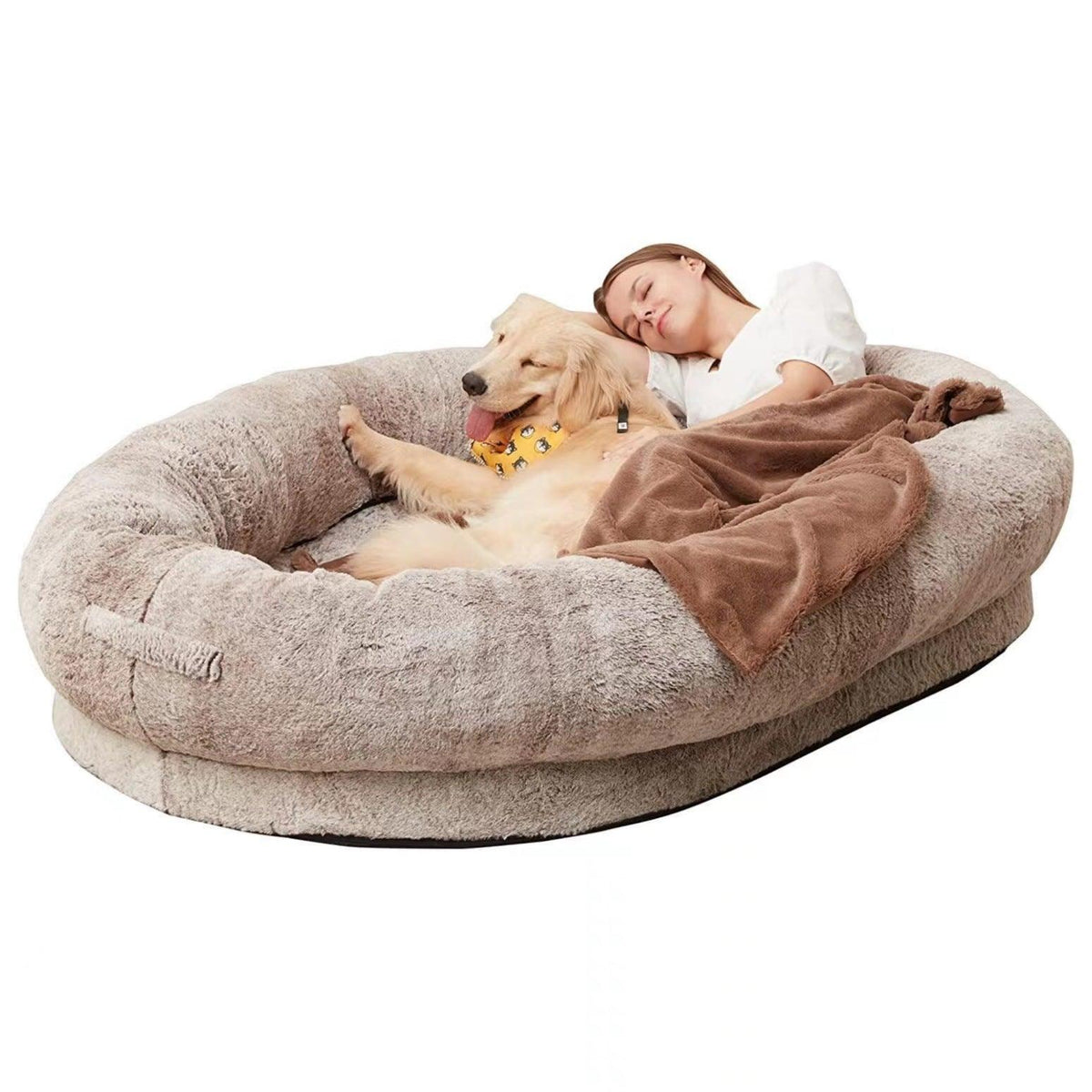 PawMingle Duo Lounge Bed — Shared Dog and Human Snuggle Bed - Desfino