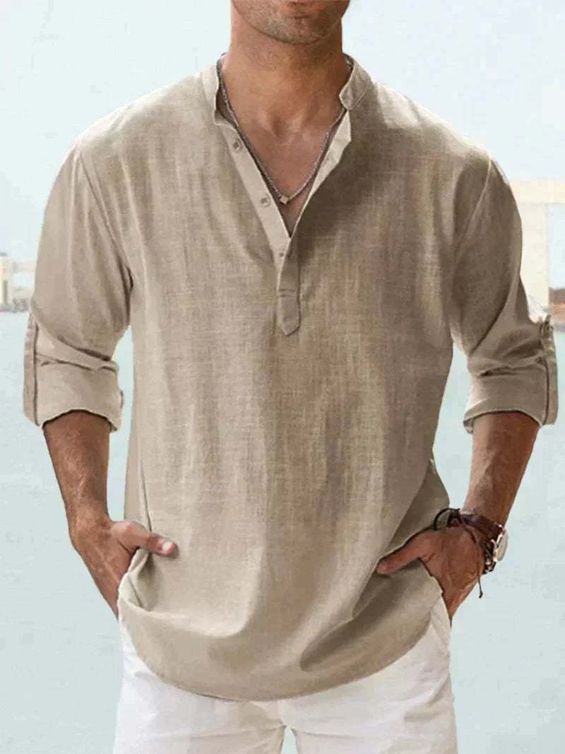 Chemise en lin Erick pour hommes — Chemise légère boutonnée pour l'été - Desfino