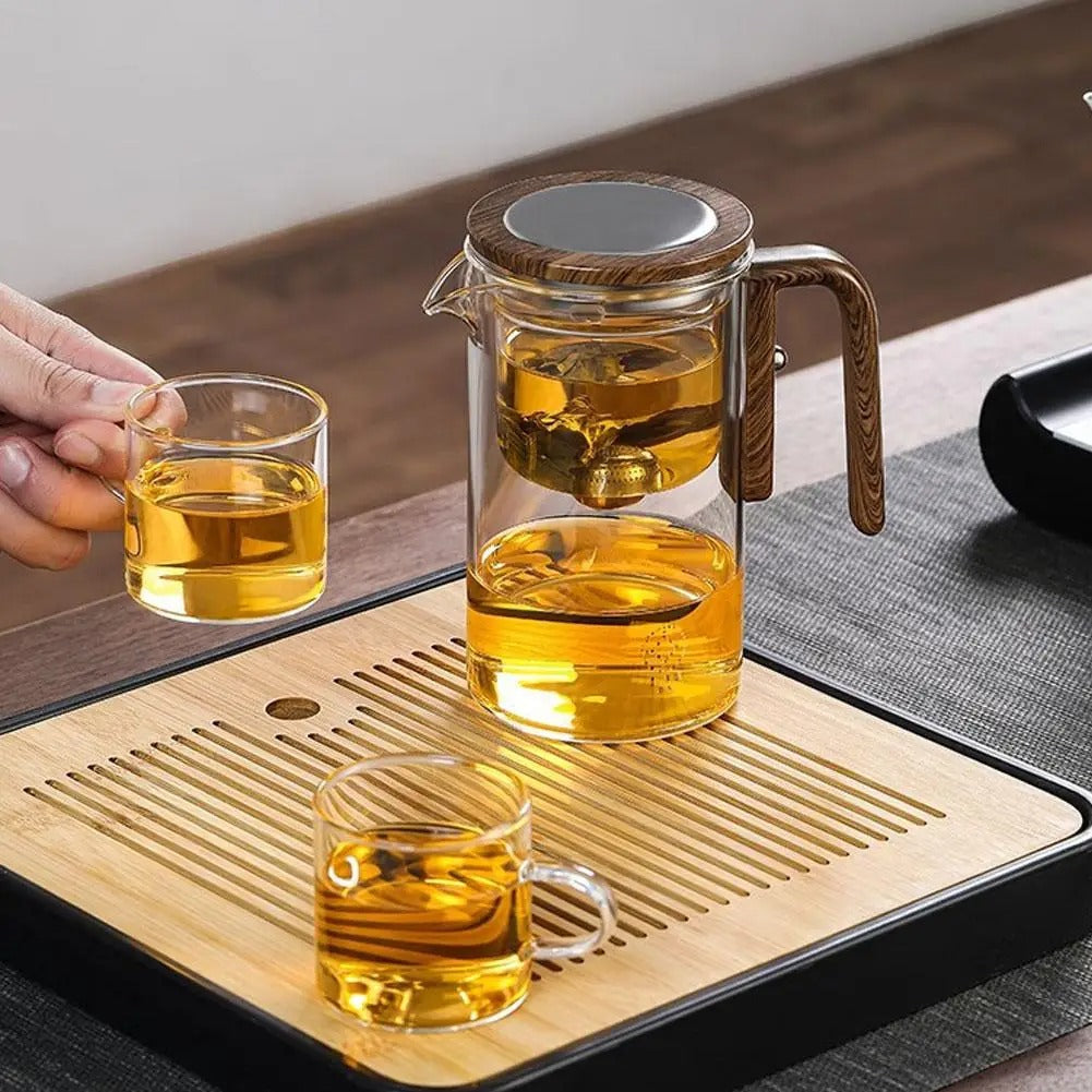 LumiGlass Théière en verre 401–500 ml — filtre magnétique à un bouton - Desfino