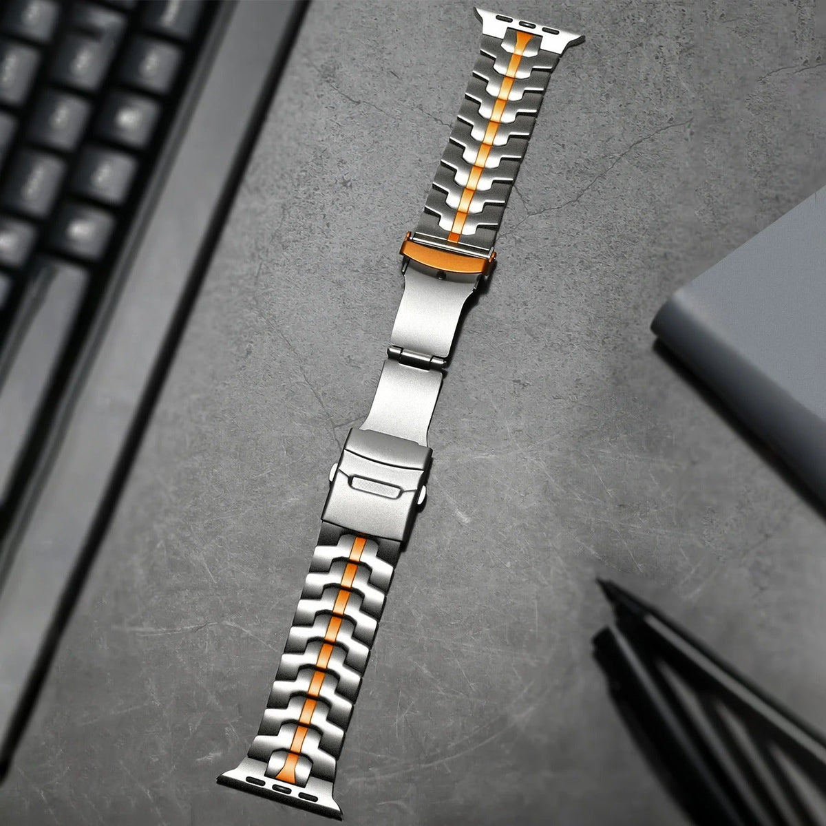 Cinturino in titanio per Apple Watch Veralis — Fibbia ipoallergenica - Desfino